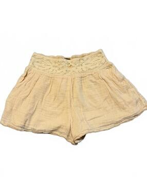 Free People Shorts XS Cream Gauze Cotton Lace Waist Boho Flowy Festival 13 Waist